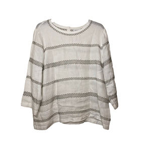 J. Jill Linen Women's Top White Embroidered size Large